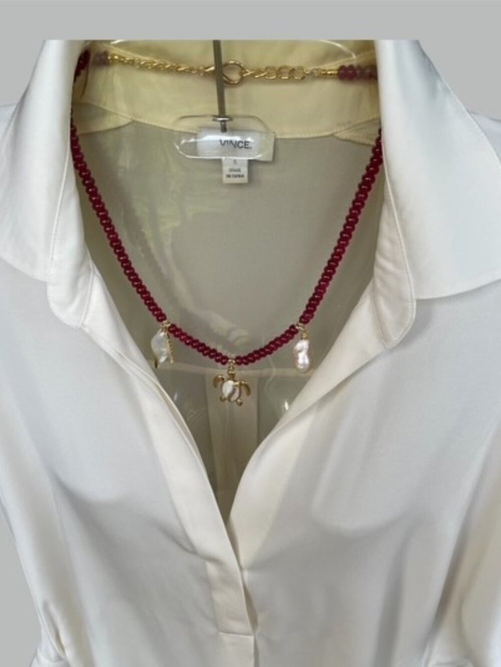 Vince Silk V-Neck Relaxed Blouse Long Sleeves